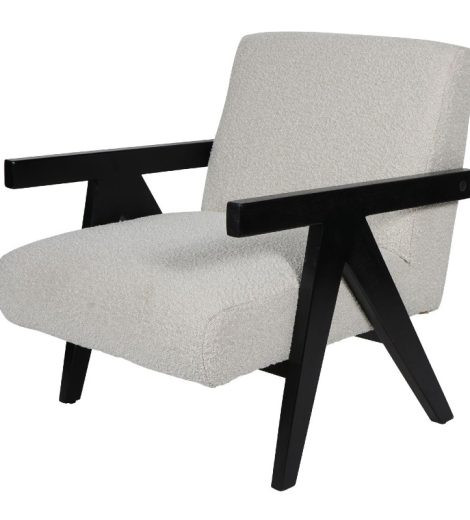 San Diego Wooden Frame Cream Boucle Armchair