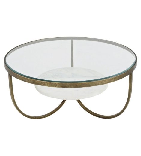 Nolita White Marble And Antique Gold Iron Coffee Table