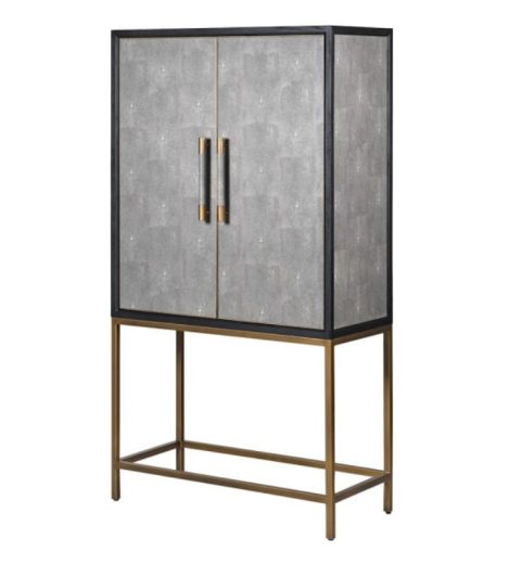 Kyoto Oak and Shagreen 2 Door Drinks Cabinet