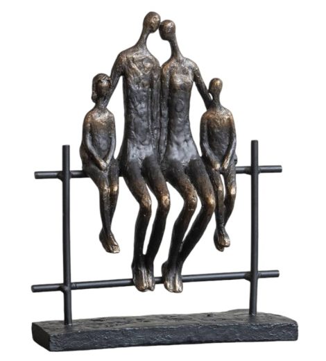 Duxford Antique Bronze Bench - Family of 4 Sculpture