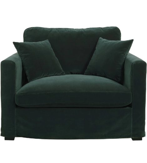 ANGIE velvet armchair - Forest green