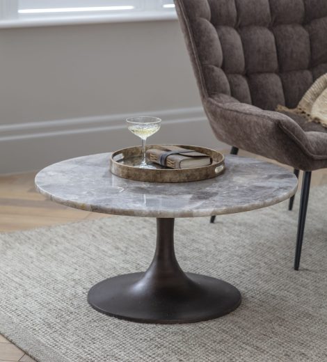 Gavelle Round Smokey Quartz table